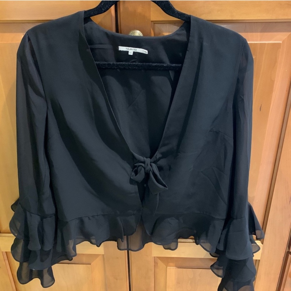 Tularosa Black Ruffle Tie-Front Blouse